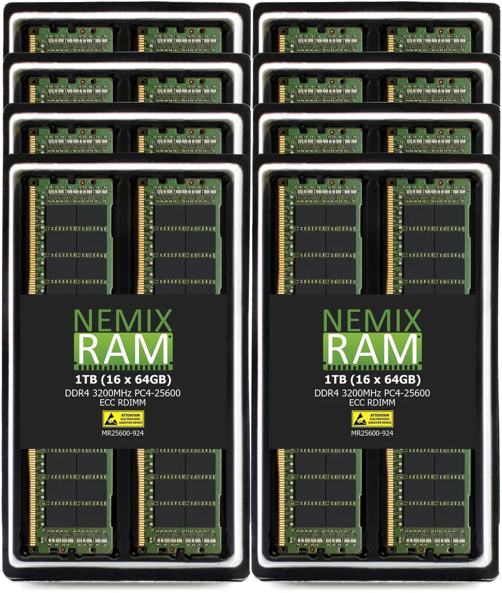 NEMIX RAM NEMIX RAM 1TB (16x64GB) DDR4 3200 PC4-25600 CL22 2Rx4 1.2V 288-Pin ECC RDIMM Server Memory Upgrade — product photo