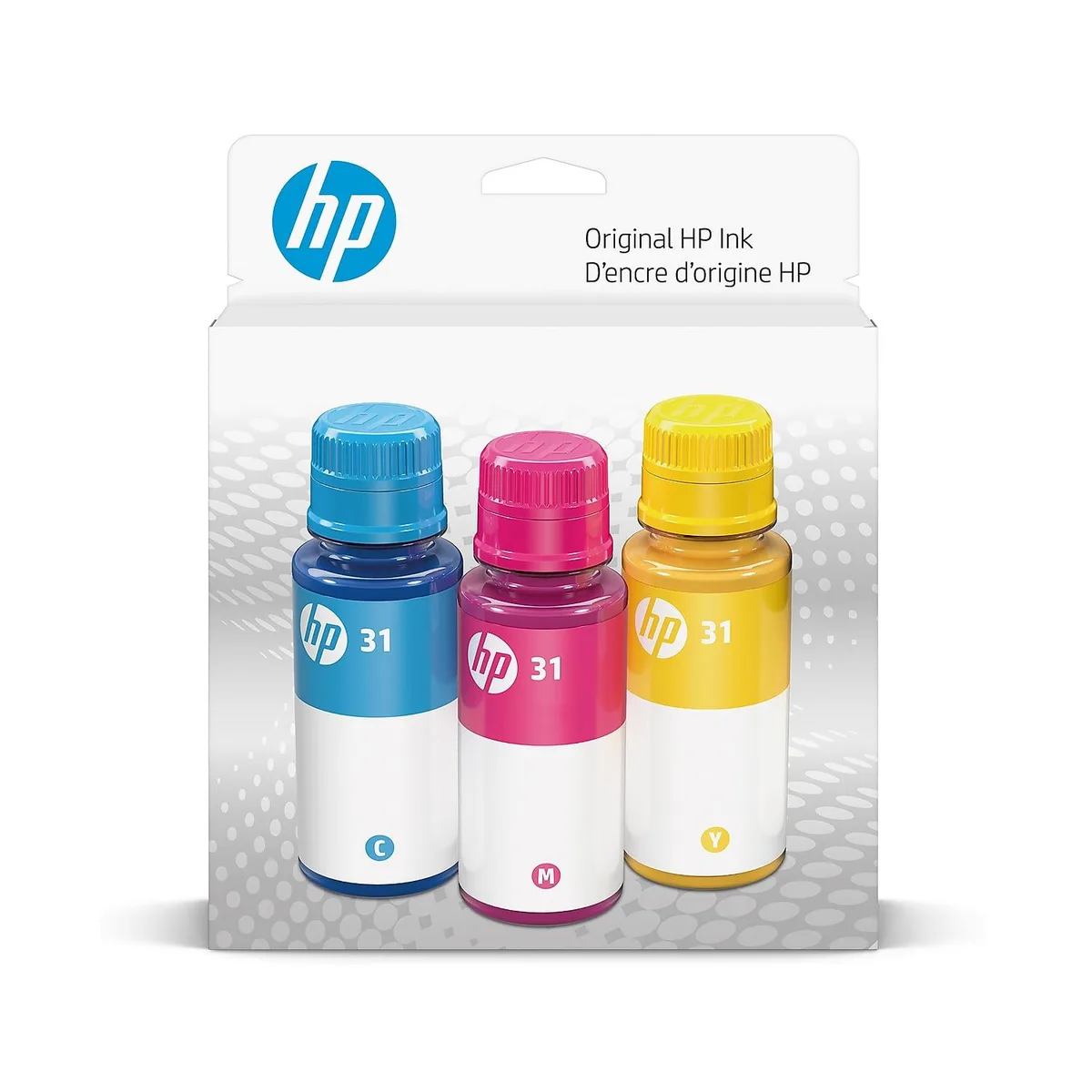 HP HP 31 Cyan Magenta Yellow Ink Tank Refill 9C228AN — product photo