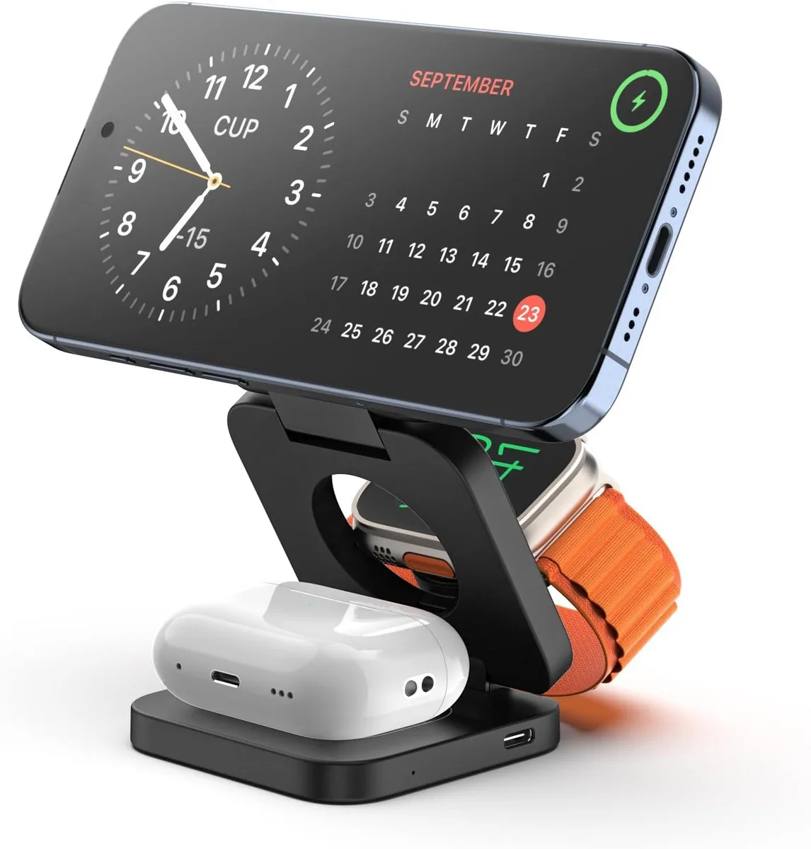 PISKEKAT PISKEKAT X55 3-in-1 Magnetic Foldable Wireless Charger Black — product photo