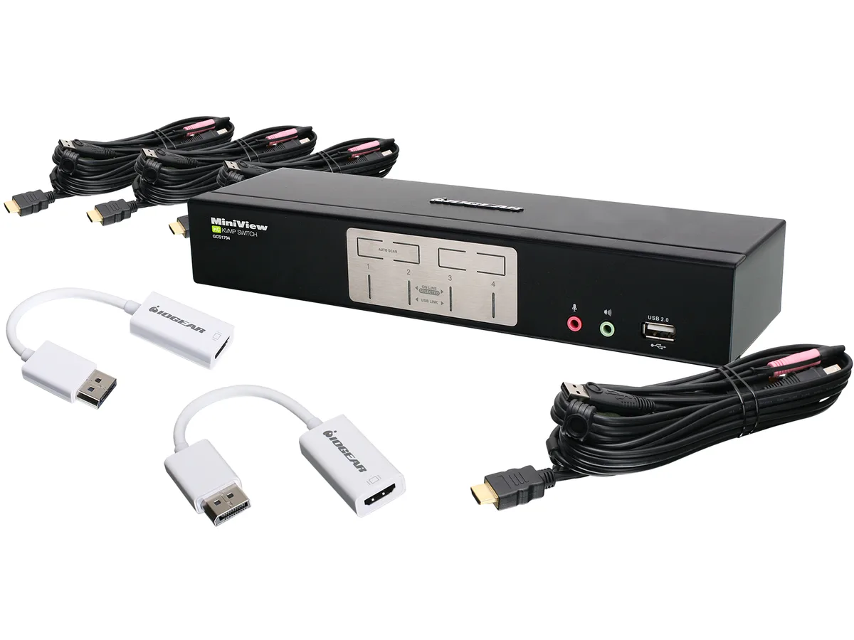 IOGEAR IOGEAR GCS1794DPKIT 4-Port HDMI DisplayPort KVM switch — product photo