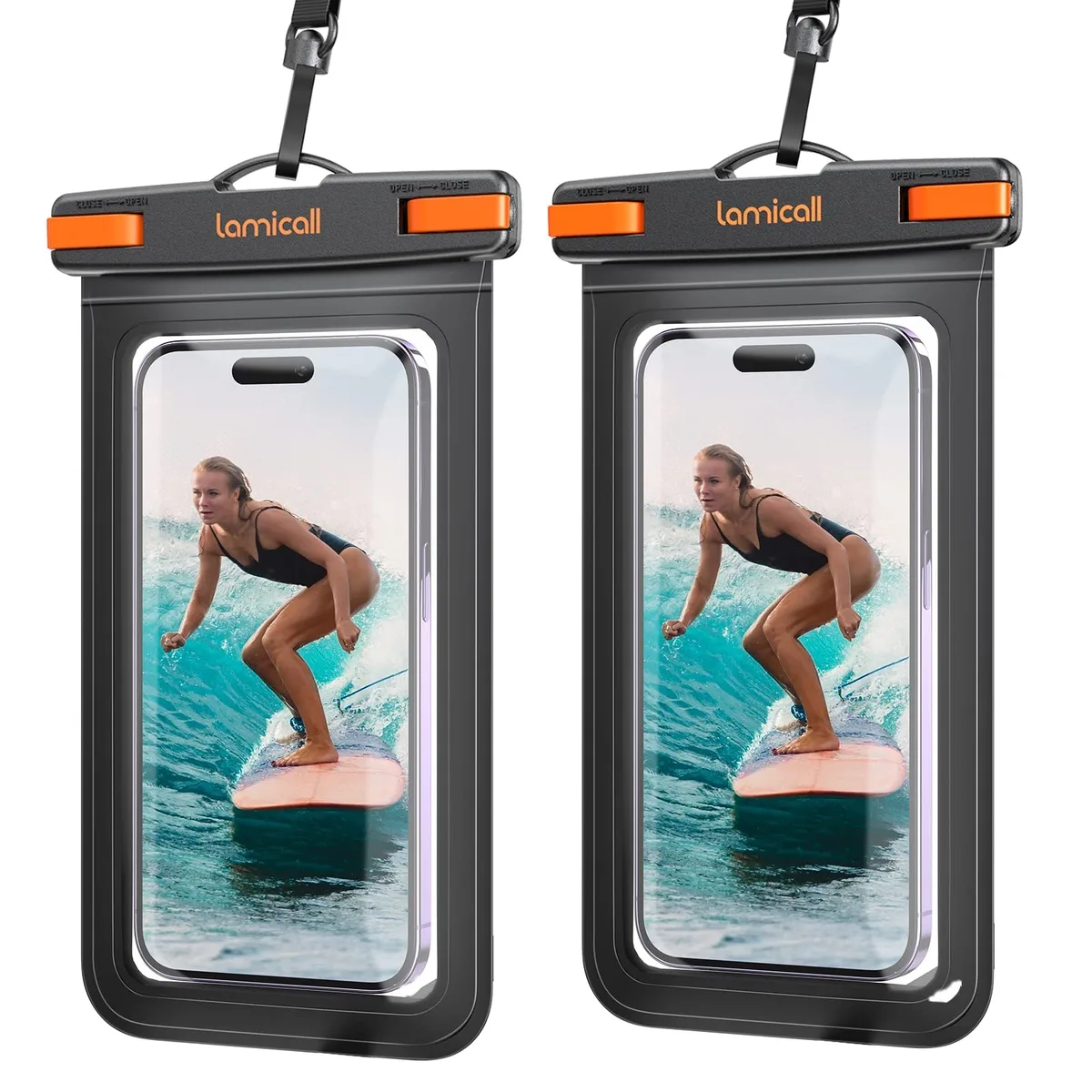  Lamicall MT-PRAB02-EU-B Waterproof Phone Pouch Case 7.5" Black &amp; Orange — product photo