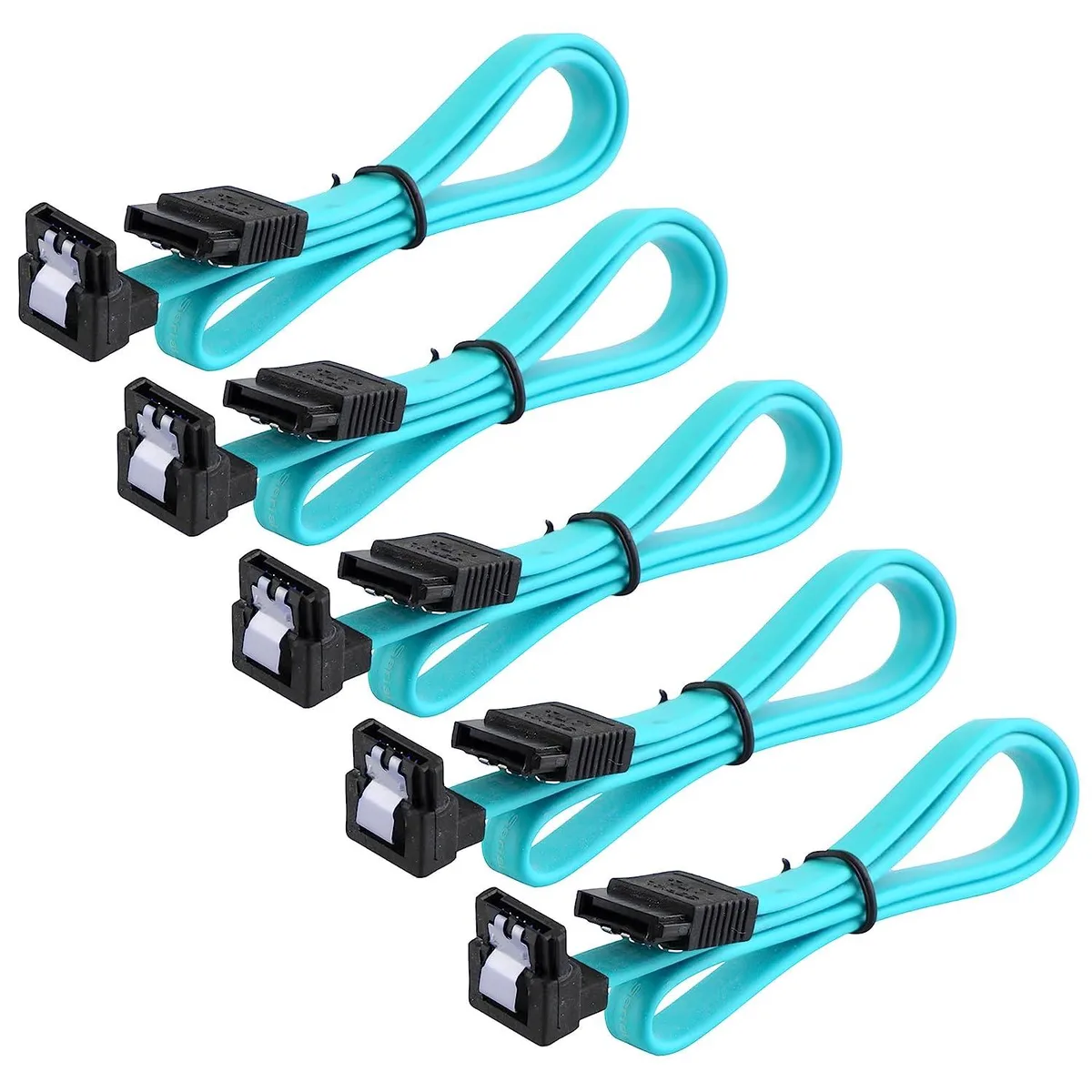JacobsParts Inc. JacobsParts Inc. STAL-BLU SATA cable 90 degree right angle locking latch 18 inches blue 5 pack — product photo
