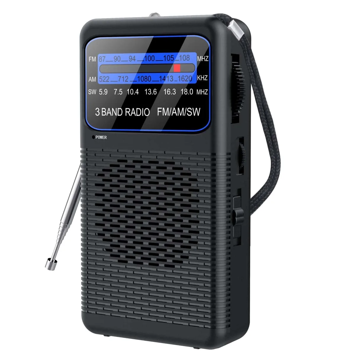 Handsider HSR88 FM AM SW Pocket Radio with LED Flashlight — product photo