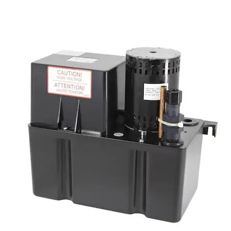 White rectangular condensate pump with safety switch and one-gallon tank