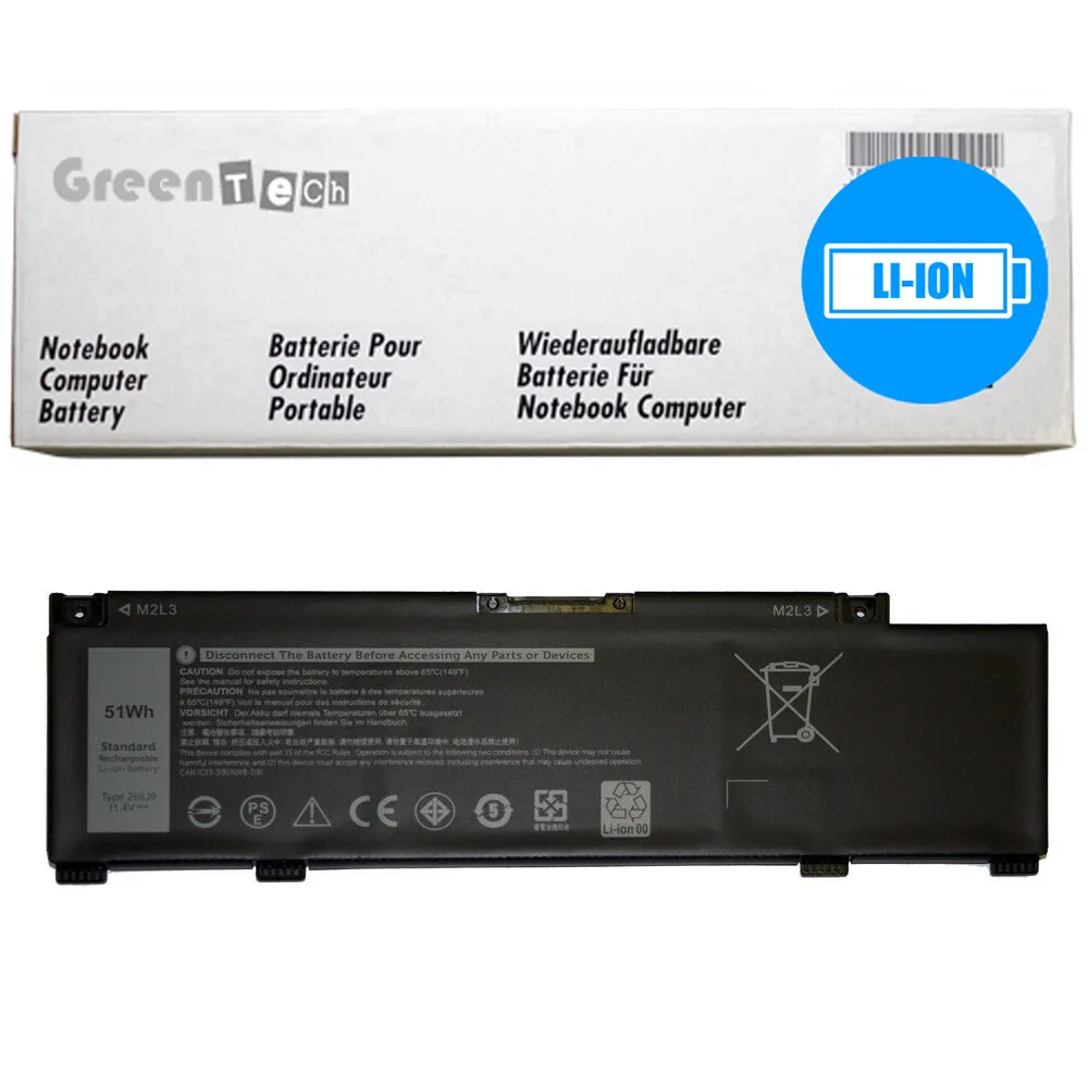 NShi NShi 266J9 M4GWP laptop battery 11.4V 51WHR 4473mAh 3-cell for Dell G3 3590 G5 5500 Inspiron 5490 — product photo