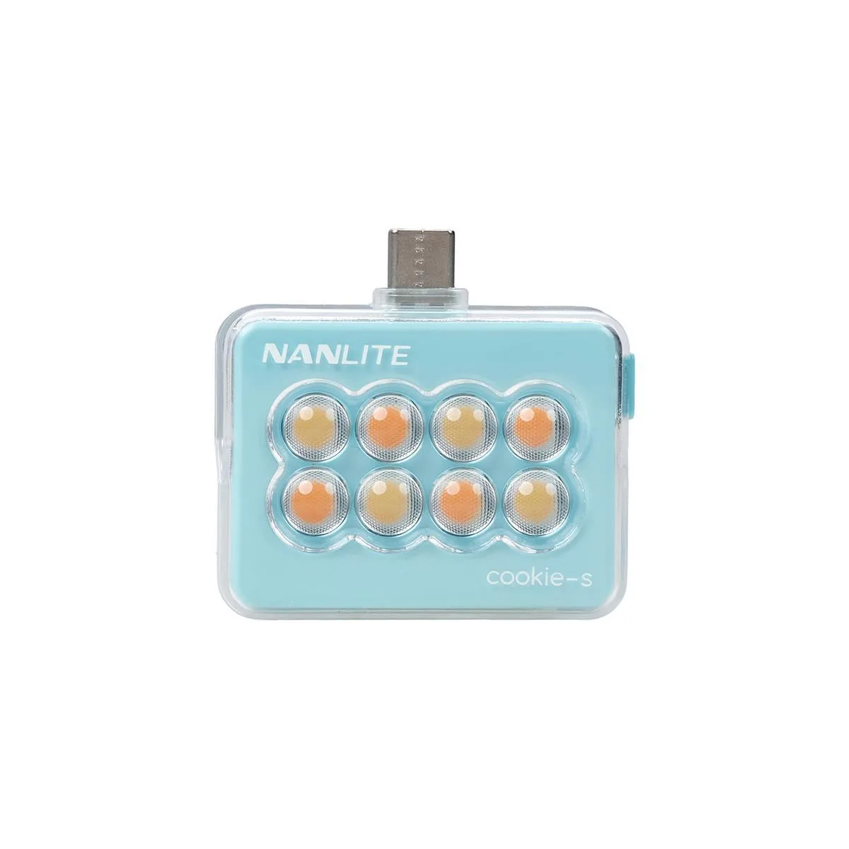 nanlite nanlite cookie Warm White USB-C Mini Square LED Light Cyan Blue camera accessory — product photo