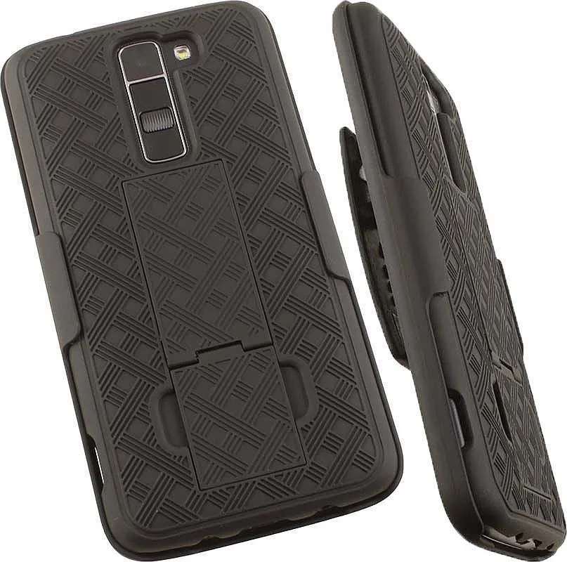 Nakedcellphone Nakedcellphone Kickstand Case + Holster Combo Black 13-position clip for LG K7/Tribute 5 — product photo
