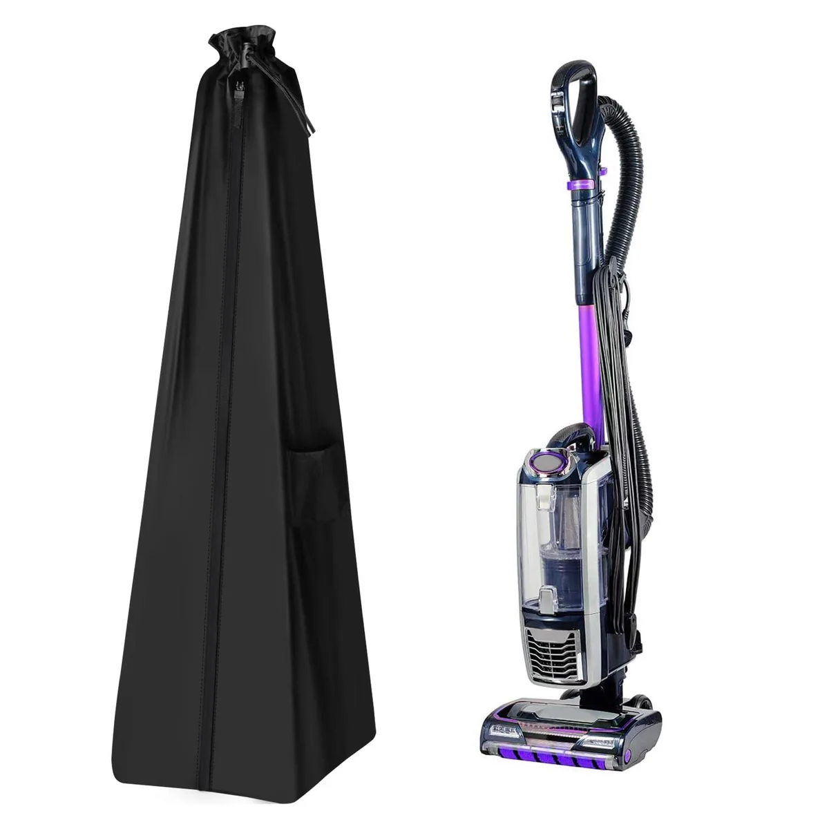 Black upright vacuum storage bag, 15 by 15 by 48.5 inches, waterproof Oxford fabric