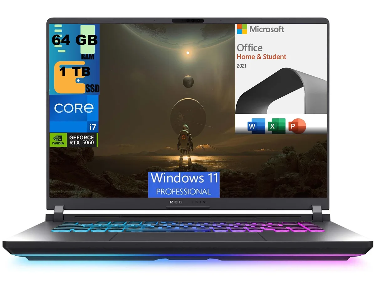 ASUS ASUS ROG Strix G16 16" FHD+ 165Hz i7-14650HX RTX 5060 64GB 1TB gaming laptop — product photo