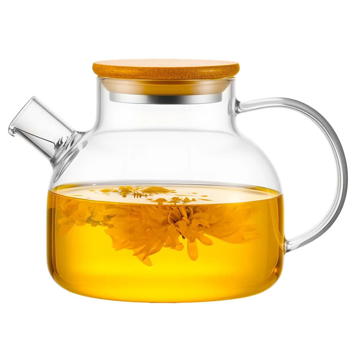PARACITY Glass Teapot 20 oz 600ml Bamboo Lid Stovetop — product photo