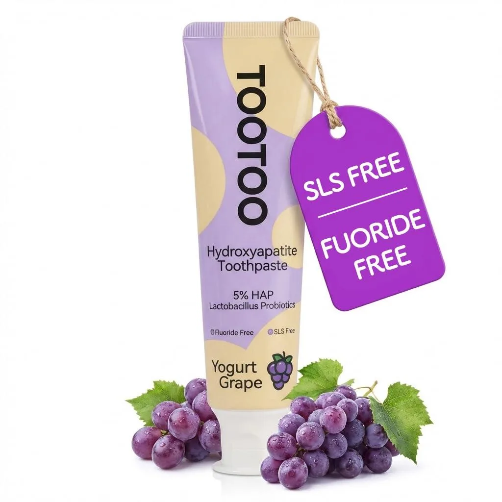 Purple 4.2 oz kids toothpaste tube with grape flavour