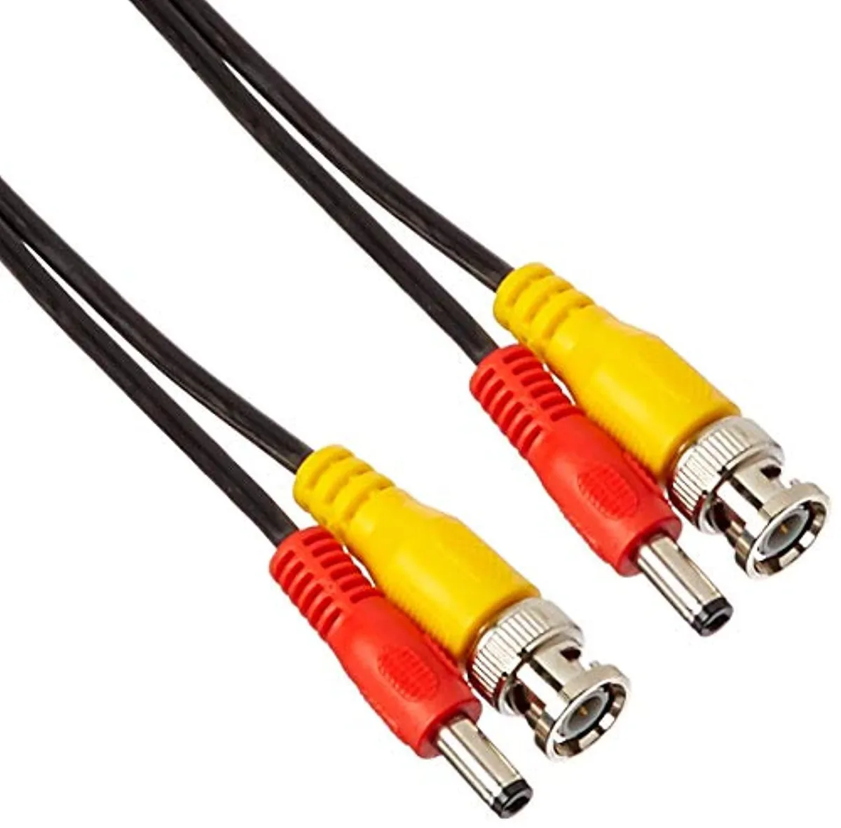 Black 150-foot combined power and video cable with DC and BNC connectors