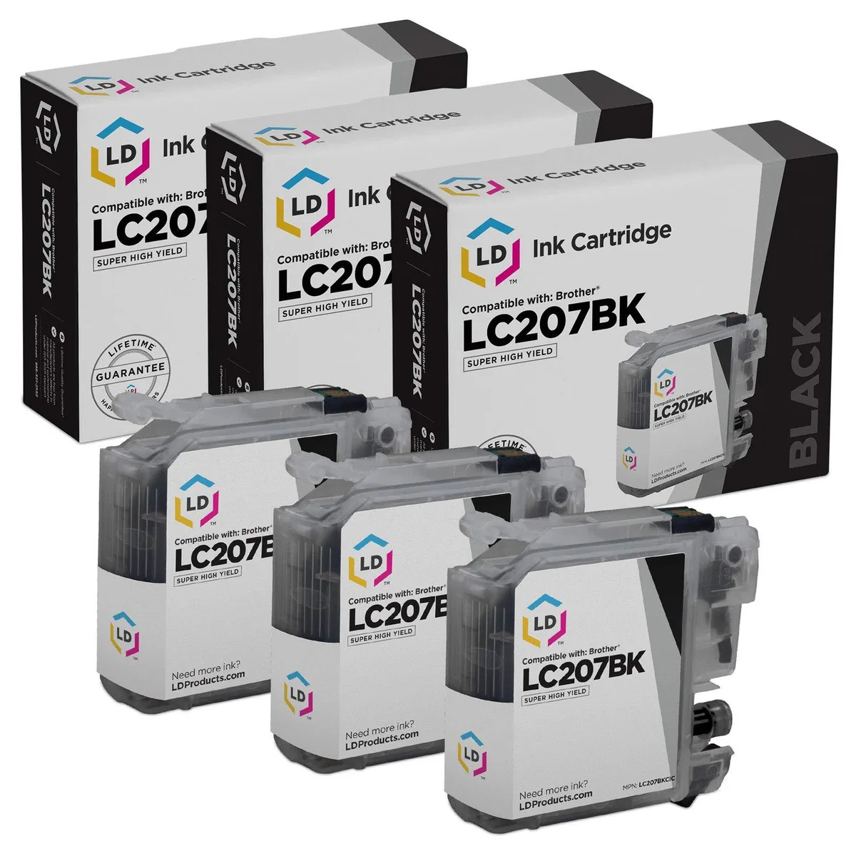 LD Products LD Products LC207BK Compatible Ink Cartridge Black 3-Pack 1200 Pages — product photo