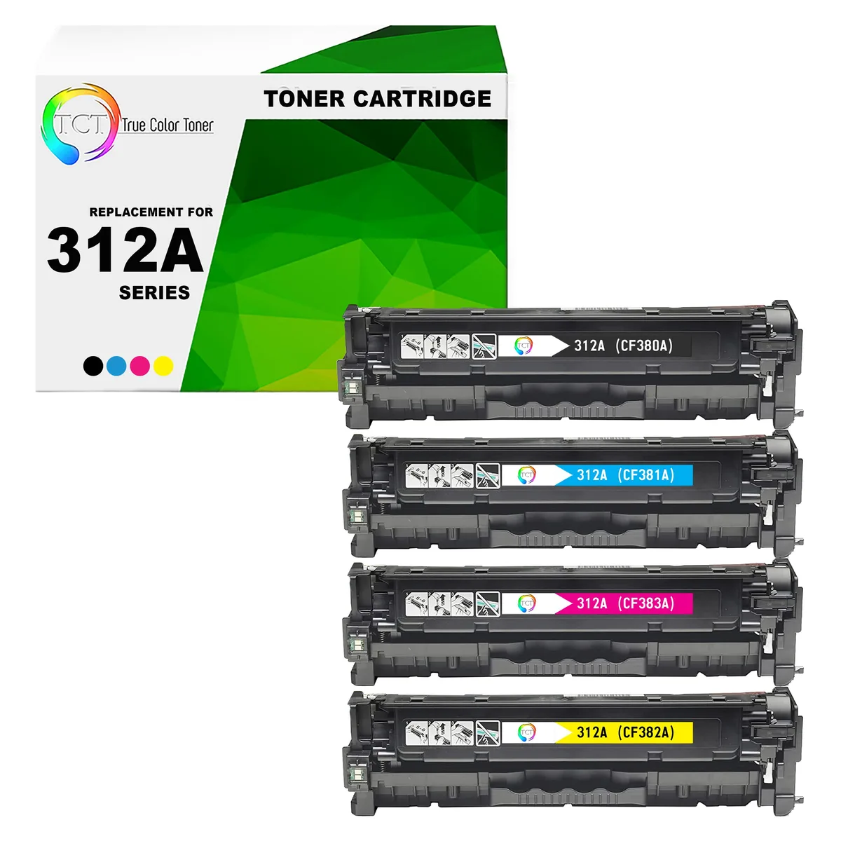 True Color Toner True Color Toner 312A 4 Pack toner cartridges CF380A CF381A CF382A CF383A — product photo