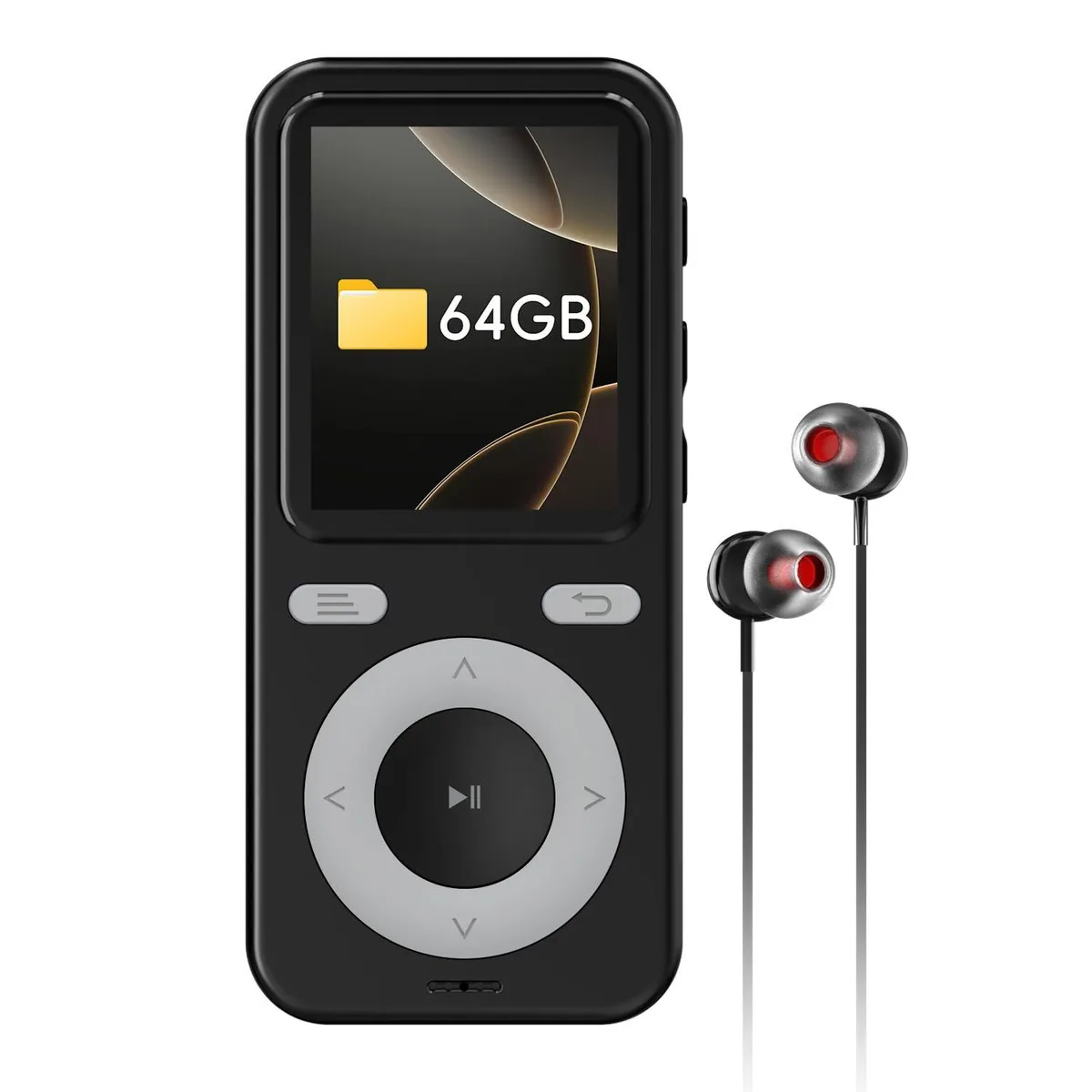  wiwoo 64GB MP3 Player Bluetooth 5.3 1.8" LCD Black — product photo