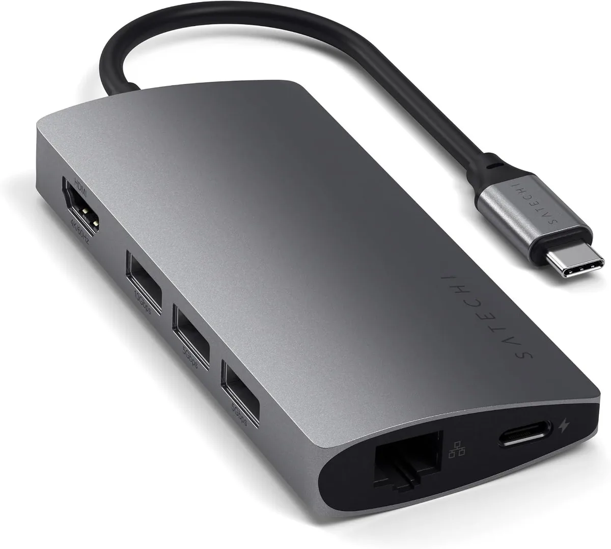 MCHOSE MCHOSE 8-in-1 USB-C Hub V2 4K 60Hz HDMI 115W PD 3 USB-A 3.0 Gigabit Ethernet Micro/SD Space Gray — product photo