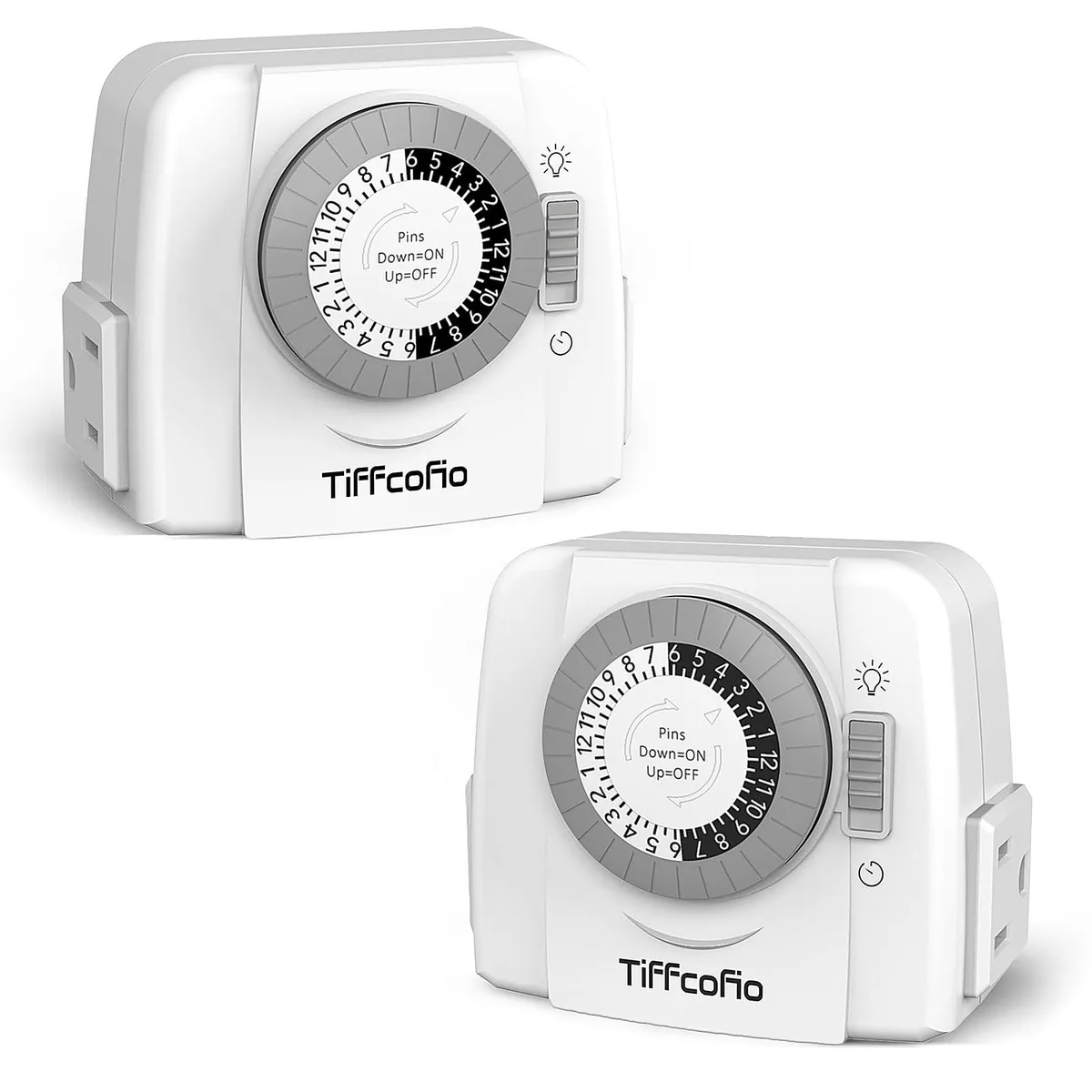TiFFCOFiO Indoor Mechanical Outlet Timer 2 Outlets 2 Packs — product photo