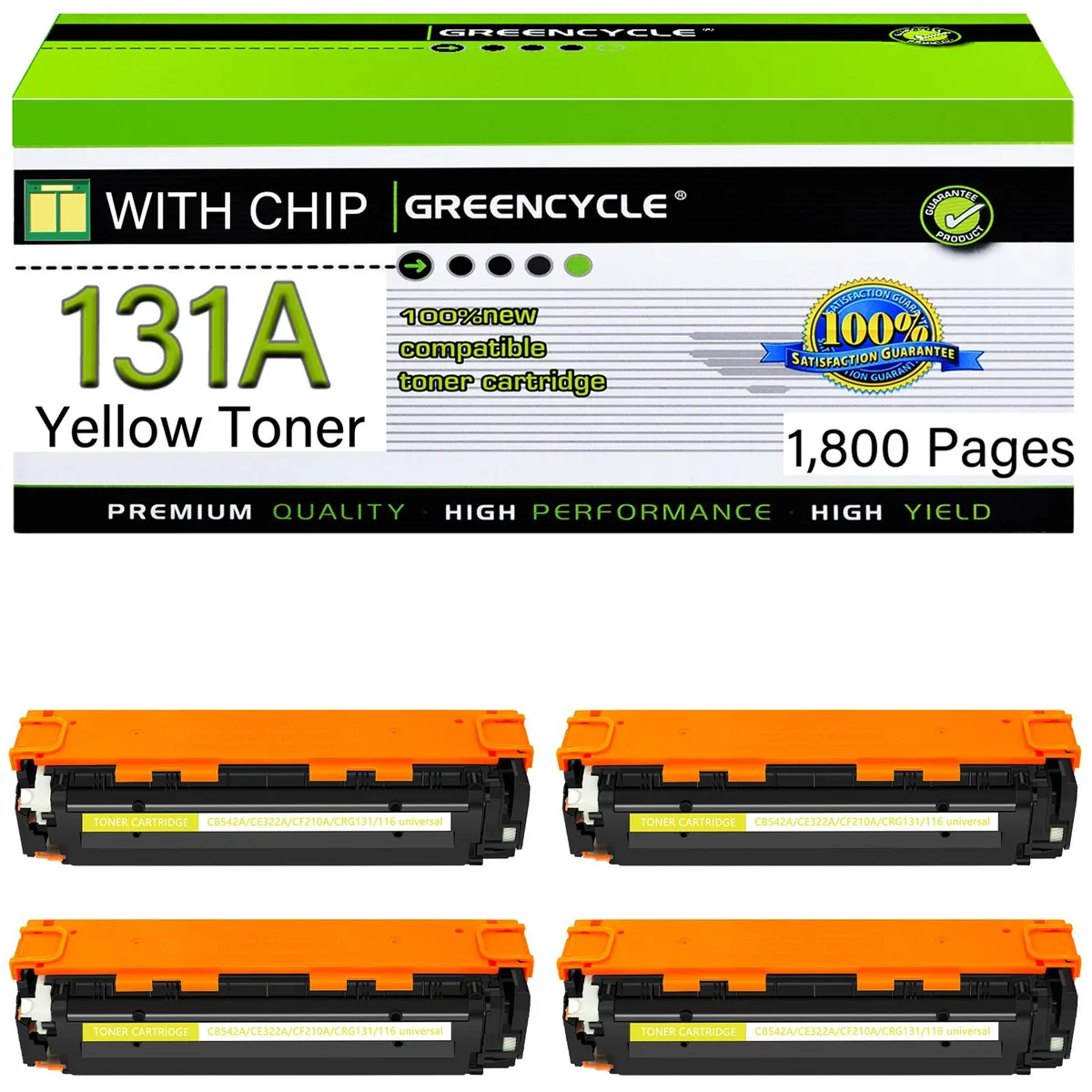 GREENCYCLE GREENCYCLE 4 Pack CF212A Yellow Compatible Toner Cartridge 1800 pages — product photo