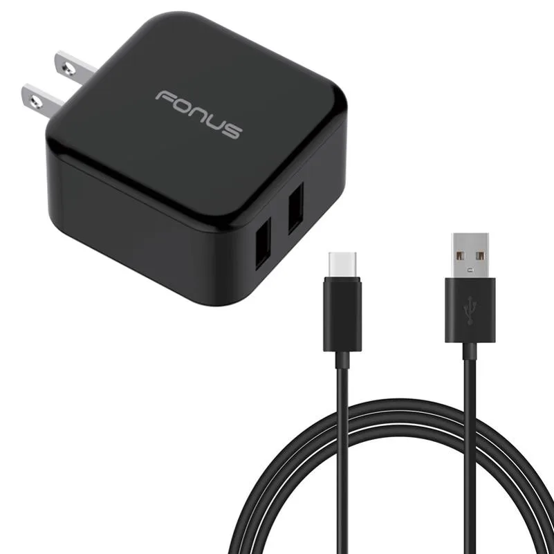 Fonus Fonus 30W 2-Port Quick Charger 6ft Type-C Cable Black — product photo