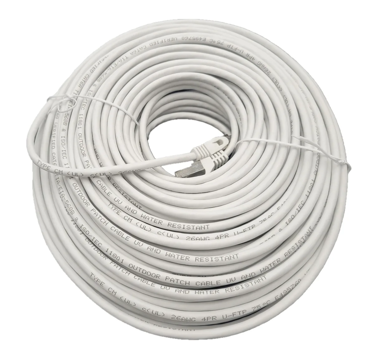 Micro Connectors Micro Connectors 200 ft CAT6A Outdoor Shielded Ethernet Cable White — product photo