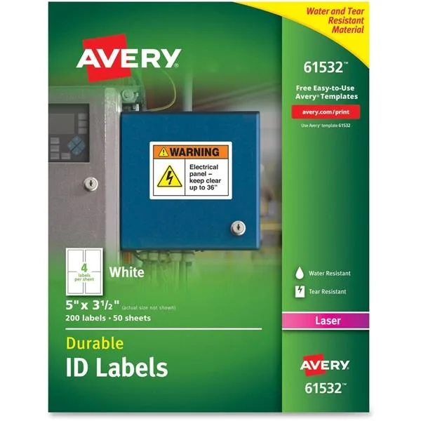 Avery Avery 61532 White Polyester Laser Labels 3.5 x 5 in 200 Pack — product photo