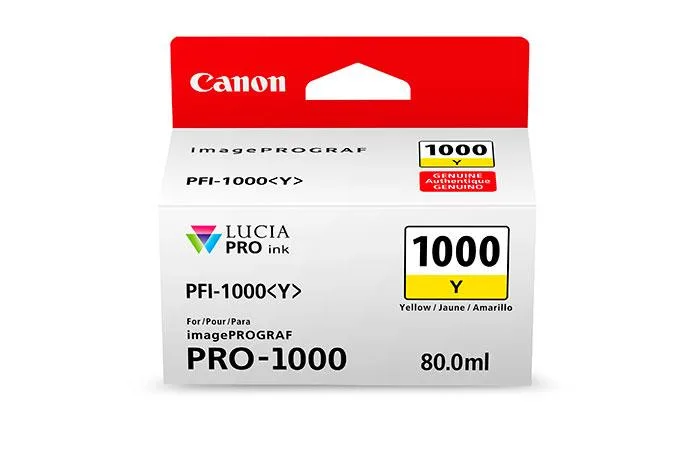 Canon Canon 0549C002 PFI-1000 Y LUCIA PRO Yellow Ink Tank 80ml ink cartridges (genuine brands) — product photo