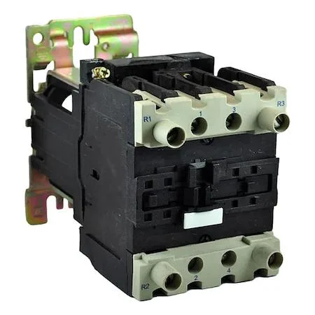 Compact grey IEC magnetic contactor with terminal blocks and 24V DC coil marking