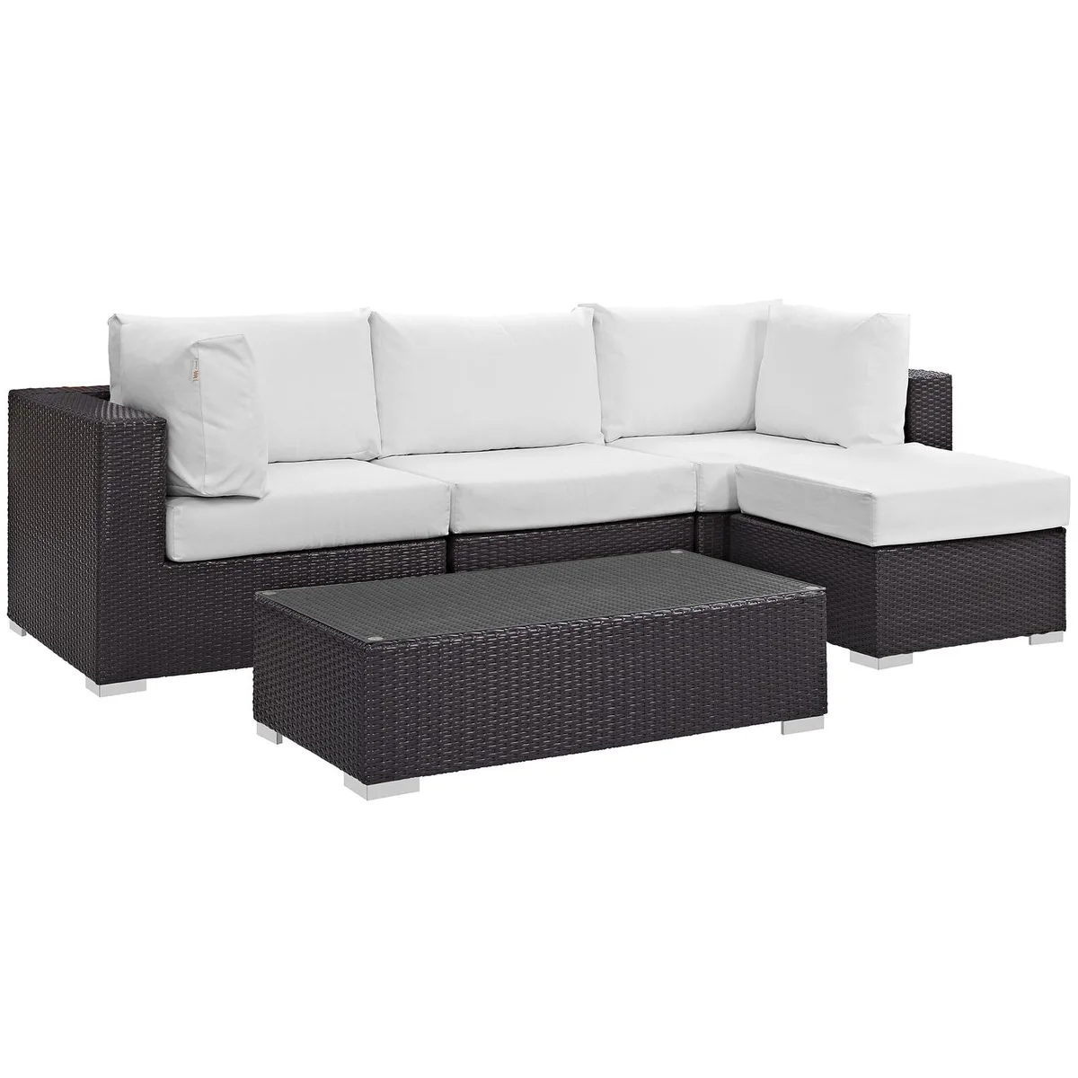 Modway Furniture Modway Furniture Convene 5 Piece Outdoor Patio Sectional Set Espresso White — product photo