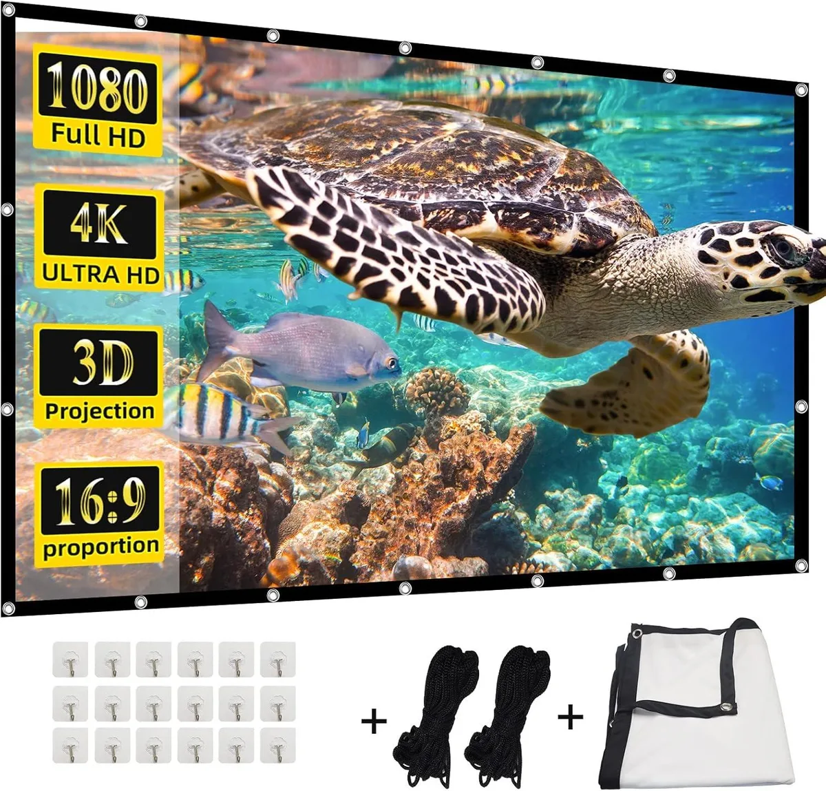 Large white foldable projector screen, 200 inch 16:9 ratio