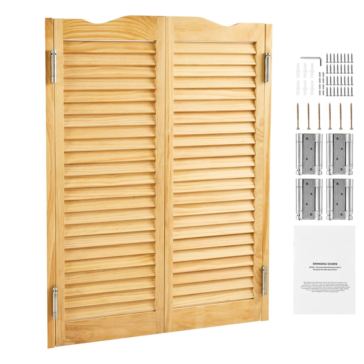VEVOR VEVOR Double Saloon Doors 36"W x 42"H Arched Top Pine Wood Log Color — product photo