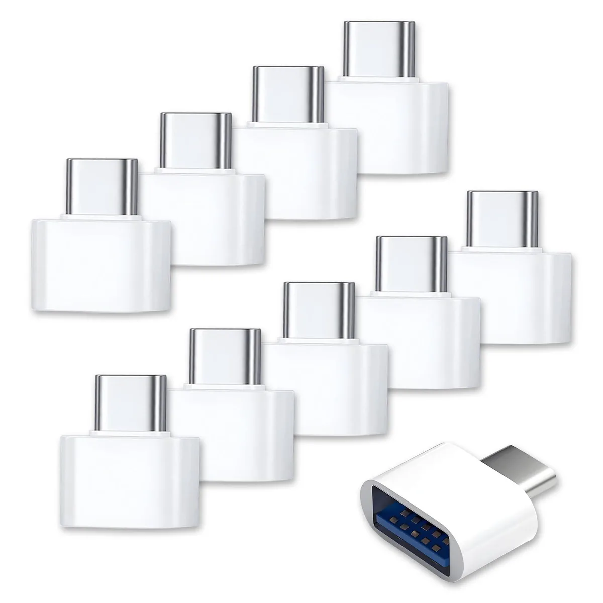  Wansurs USB-C to USB-A OTG Adapter 10 Pack White — product photo