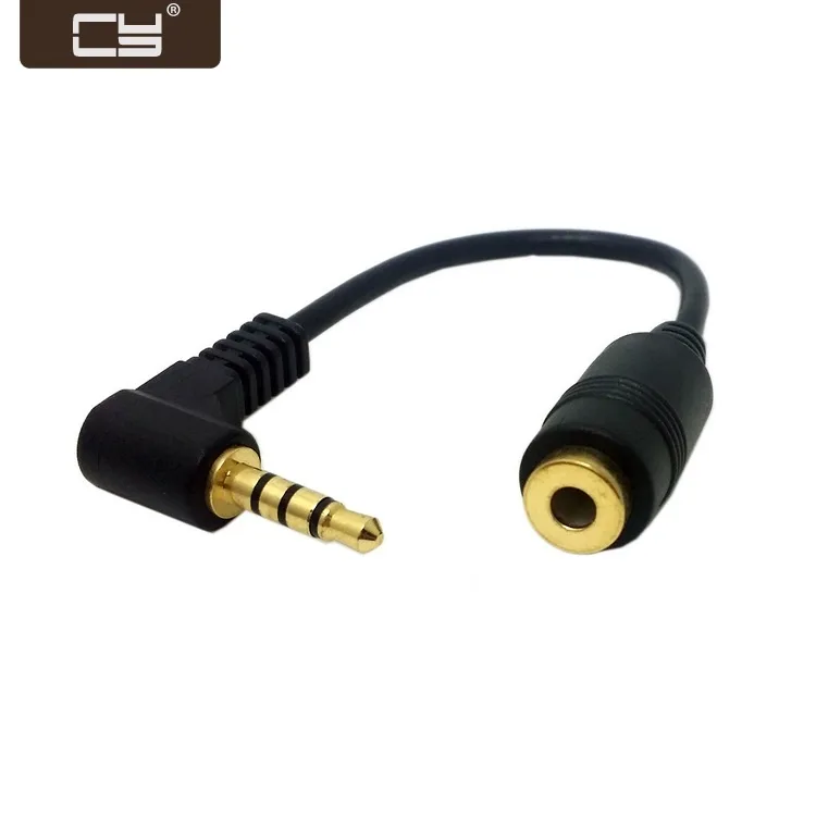 SHENZHEN CHENYANG DIGITAL TECH. CO,. LTD SHENZHEN CHENYANG DIGITAL TECH. CO,. LTD 3.5mm 4-pole 90° Male-Female Extension Cable 10cm Black — product photo