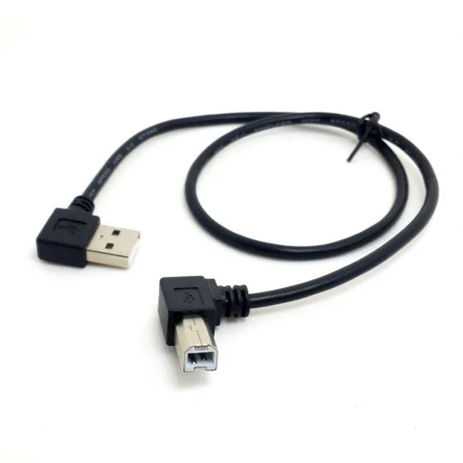 SHENZHEN JIMIER ELECTRONICS CO,. LTD. SHENZHEN JIMIER USB 2.0 A Male to B Male 90° Cable 50cm 100cm — product photo