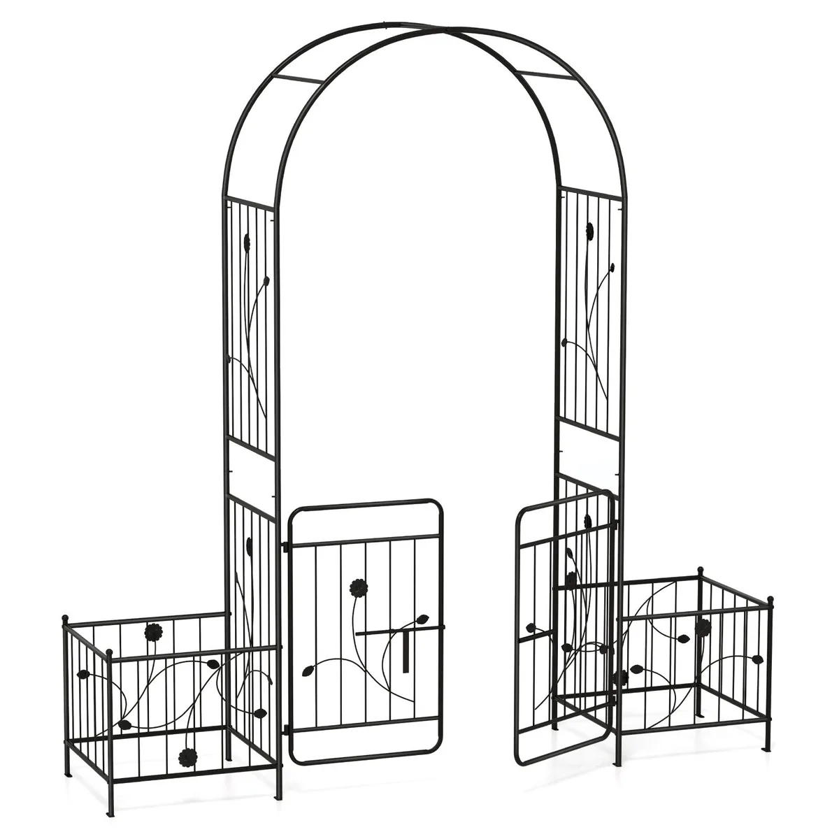 SlickBlue SlickBlue 87" Garden Arbor with Lockable Gate Side Planters — product photo