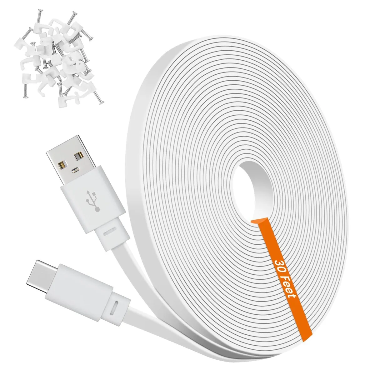 weishan 30ft USB C Cable for Ring Pan-Tilt Indoor Cam 2024 White — product photo