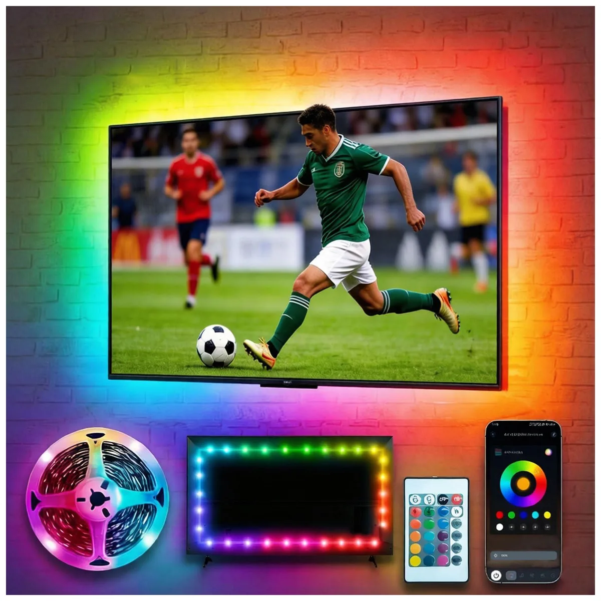 White LED light strip on a reel, 16.4 ft length, USB powered, clear prismatic finish