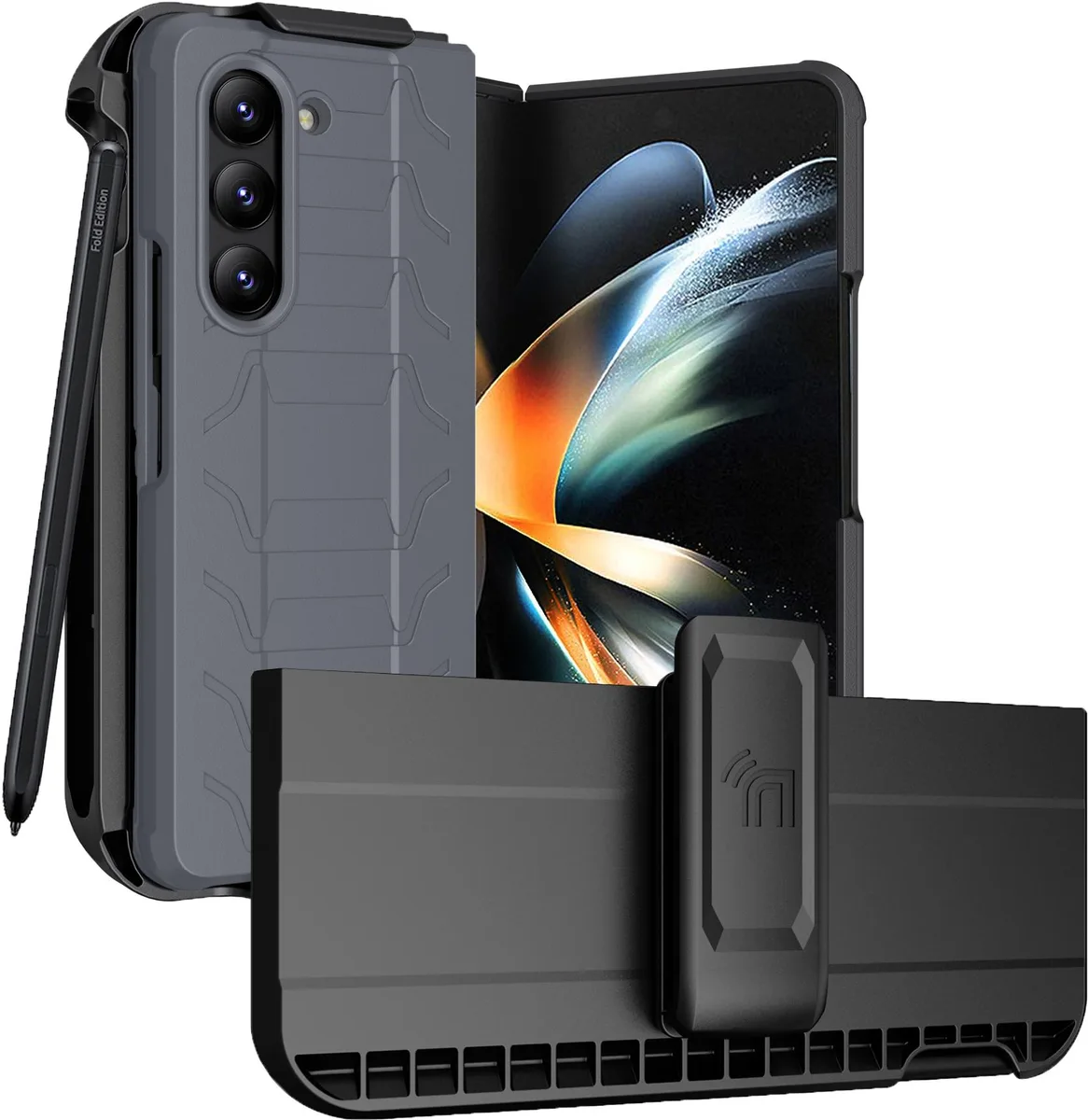 Nakedcellphone Nakedcellphone Tactical Case Holster Combo for Galaxy Z Fold 5 2023 Gray — product photo