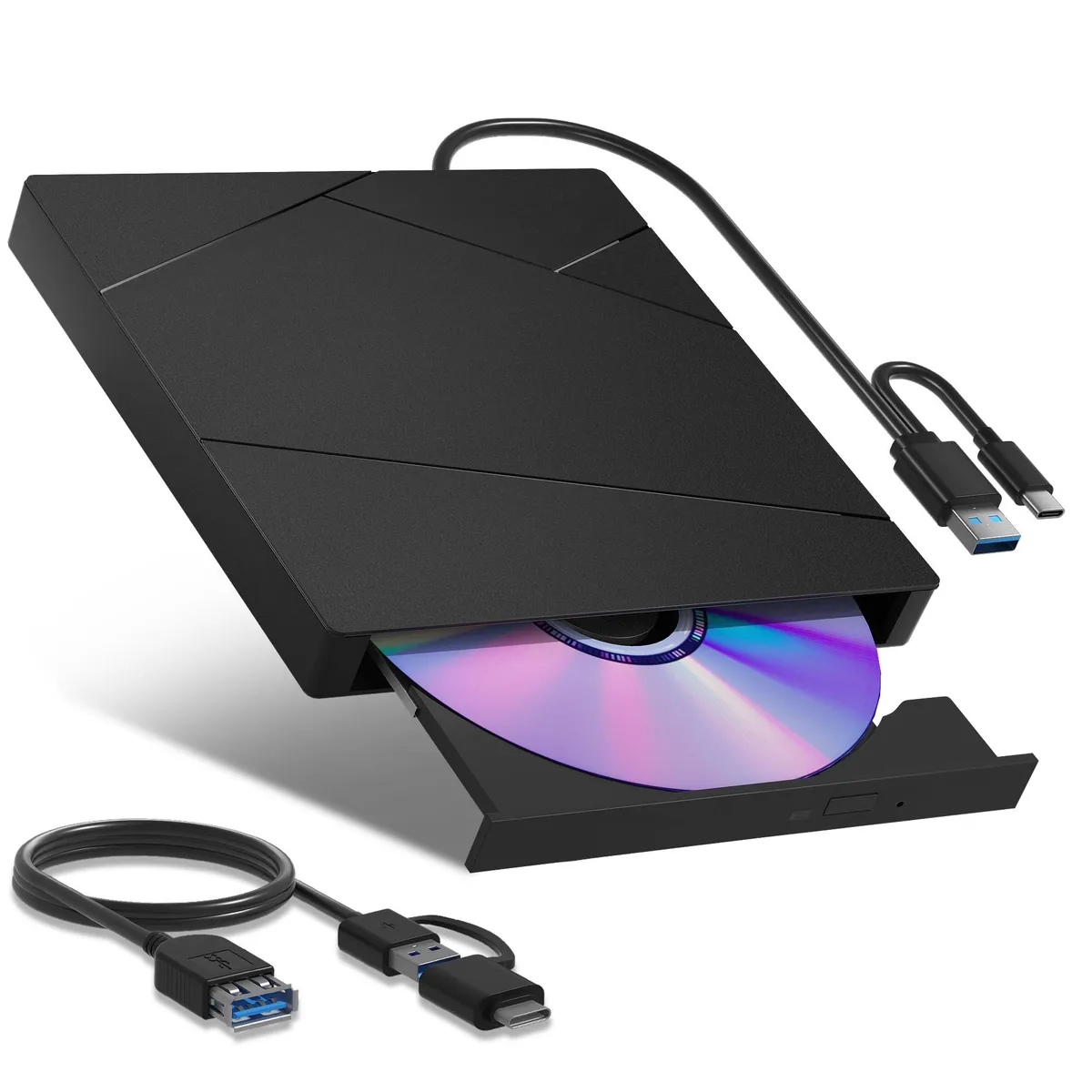 Wbacon External Blu-ray Drive USB 3.0 Type-C 50G 24x CD 8x DVD 6x BD — product photo