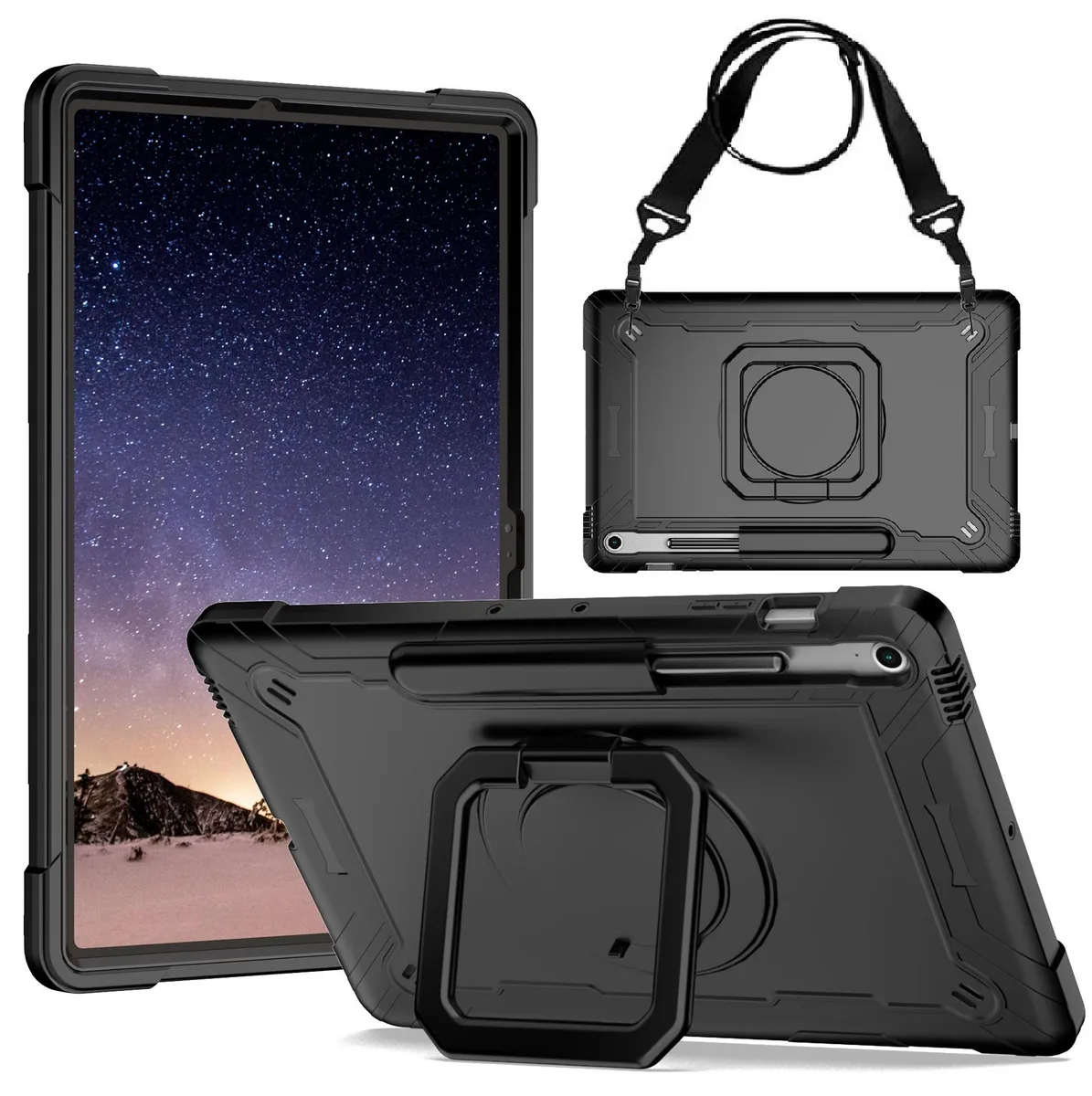 anicestore anicestore SM-X620 laptop case 13.1 inch 360 rotate stand shoulder strap black — product photo