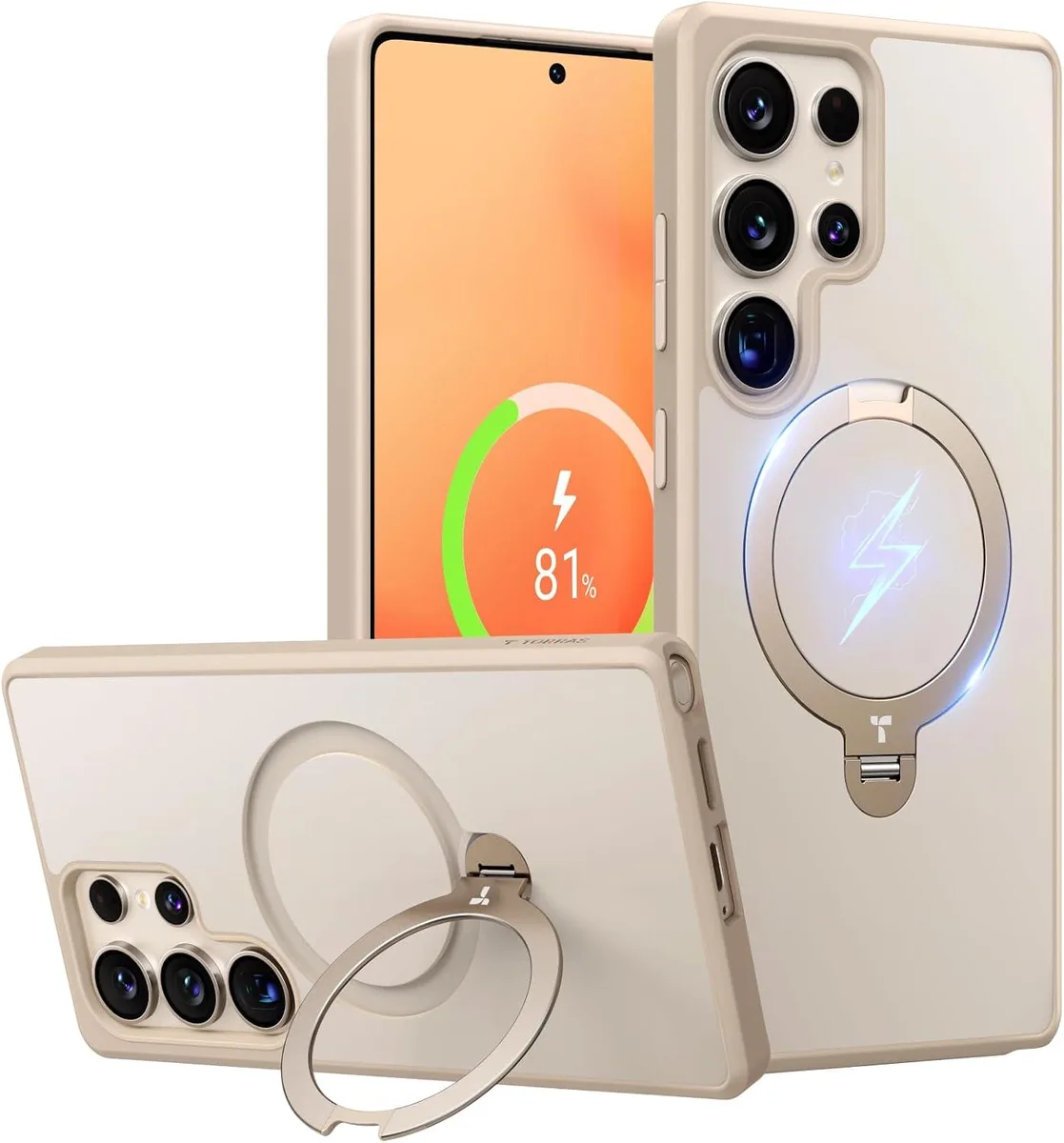 Transcend Transcend 360° Spin Magnetic Stand Case for Galaxy S25 Ultra Beige Gold — product photo