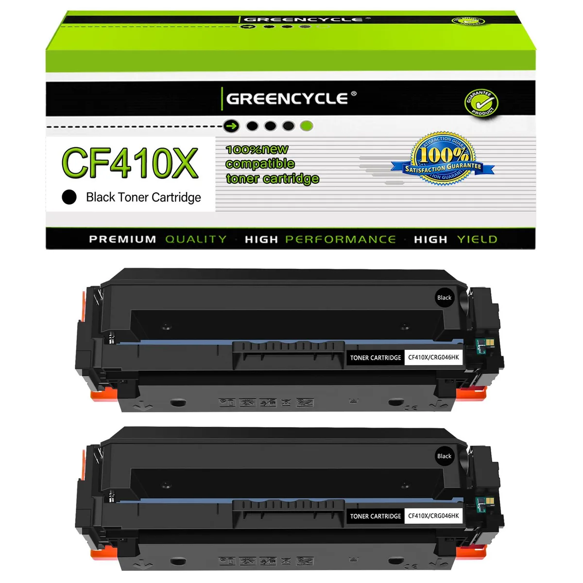 GREENCYCLE GREENCYCLE 2 Pack 410X CF410X Black Toner Cartridge 6500 pages — product photo