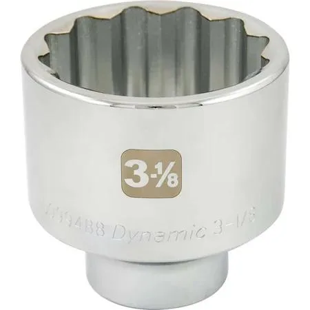 Dynamic 1 inch drive 3-1/8 inch SAE socket 12 point chrome finish