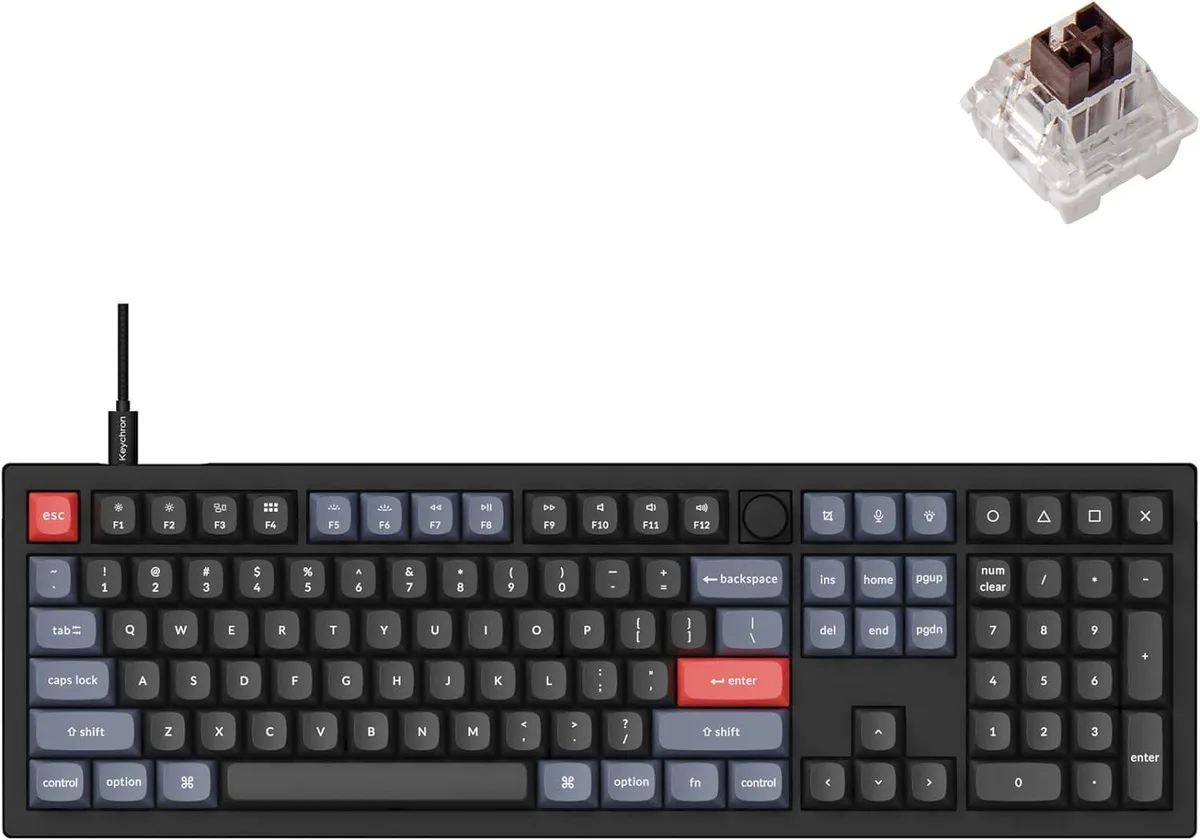 TUKO TUKO Full-size Gaming Keyboard 108 Keys Brown Switch 50M Keystrokes — product photo