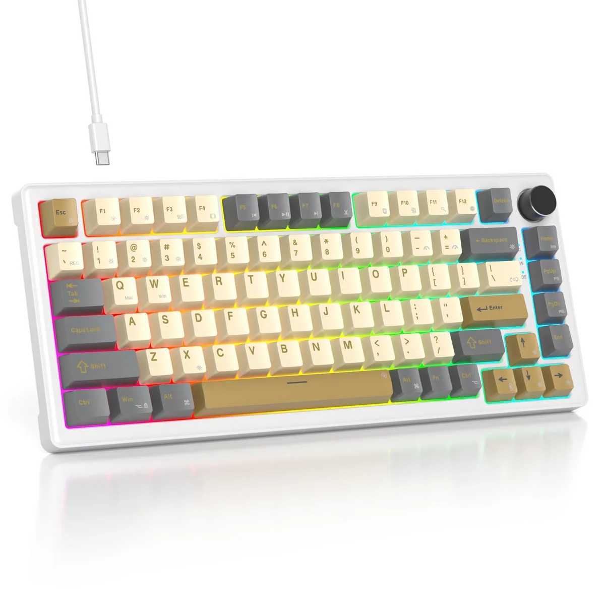 SbocKeeb V500 75% Gasket Mechanical Gaming Keyboard White — product photo