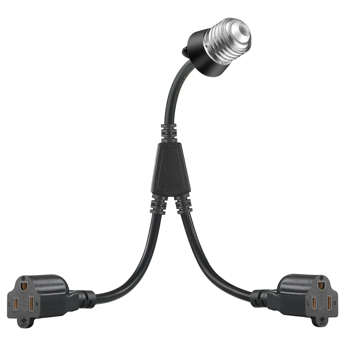  Feekoon 2-in-1 E26/E27 Light Socket to 3-Outlet Plug Adapter — product photo