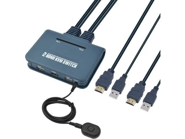 Corn Electronics Corn Electronics 21HUB KVM Switch 2 Port HDMI 4K@30Hz 1.2m Remote — product photo