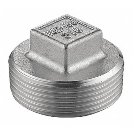 Square head stainless steel pipe plug 1/8 inch MNPT threads silver finish