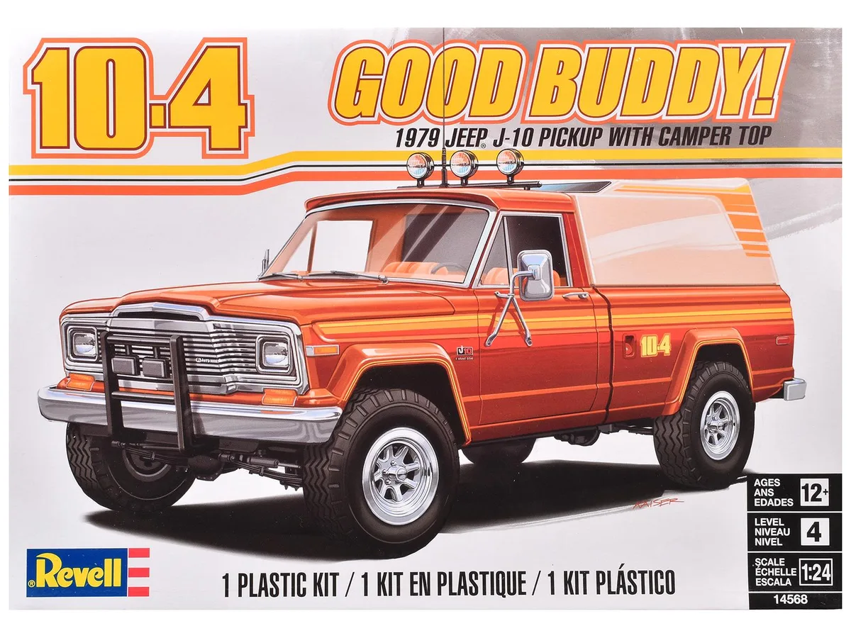 Revell Revell 1979 Jeep J-10 Pickup Truck with Camper Top 1/24 Scale Model Kit — product photo