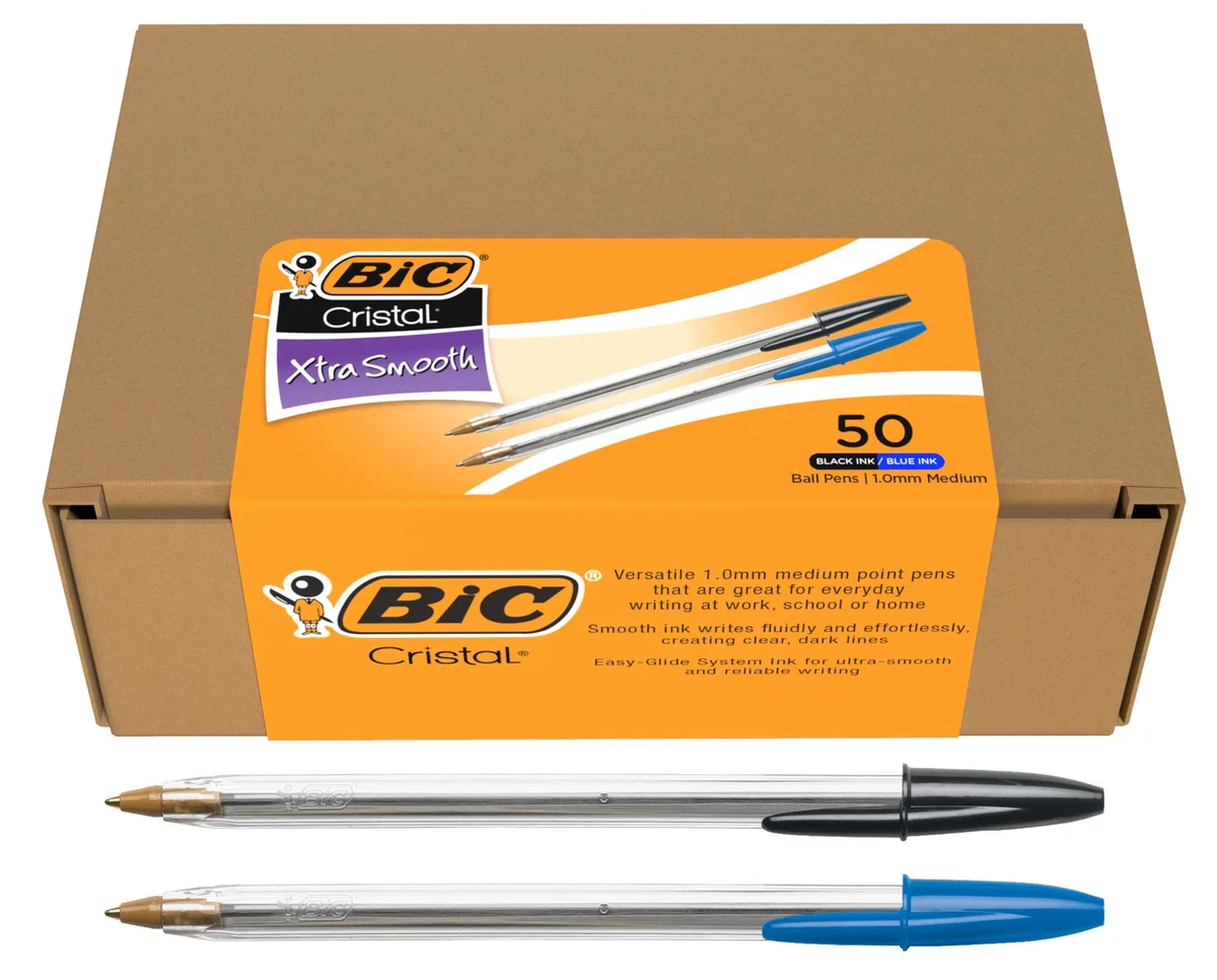 BIC Cristal Xtra Smooth Ballpoint Pen 1.0 mm 50 Pack Black Blue — product photo
