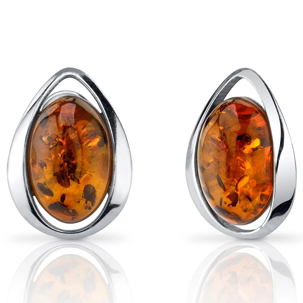 Oravo Oravo Baltic Amber Dangle Earrings Sterling Silver Cognac Oval 2.6g 925 SE8502 — product photo